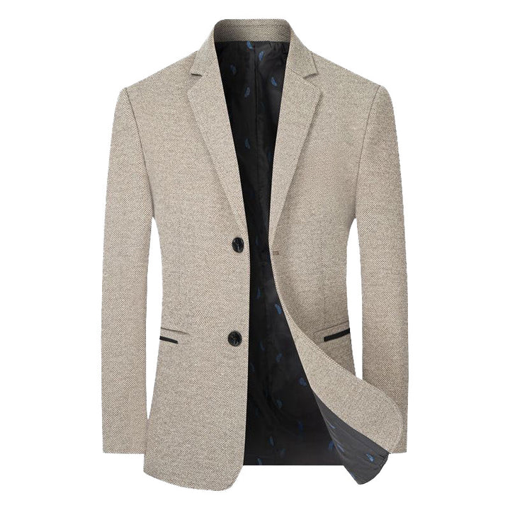 Herren Sakko Slim-Fit aus strukturierter Wollmischung mit kontrastiertem Innenfutter – Tianoro