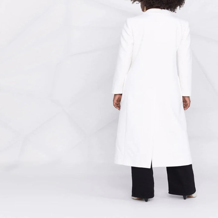 Damen Maxilanger taillierter Wollmix-Mantel im Clean-Tailoring mit betonter Schulter Echoarchiv