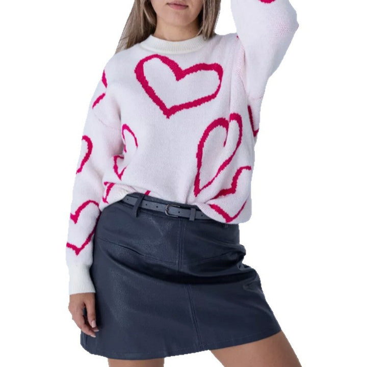 Damen Kuscheliger Jacquard-Pullover mit Herzmotiv und lockerer Oversize-Passform – Mavelle
