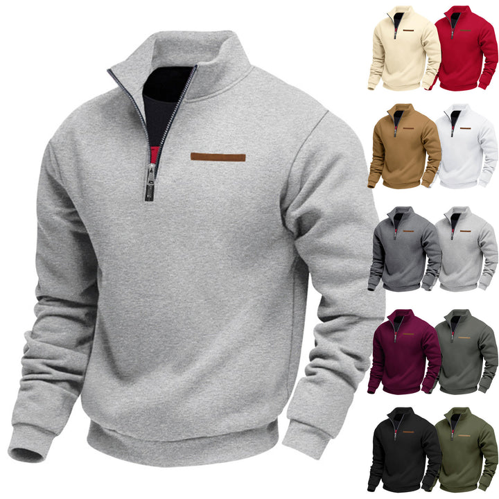 Herren nan Halbzip-Sweatshirt aus schwerem Fleece mit Stehkragen und verdeckter Brusttasche Echo Archiv