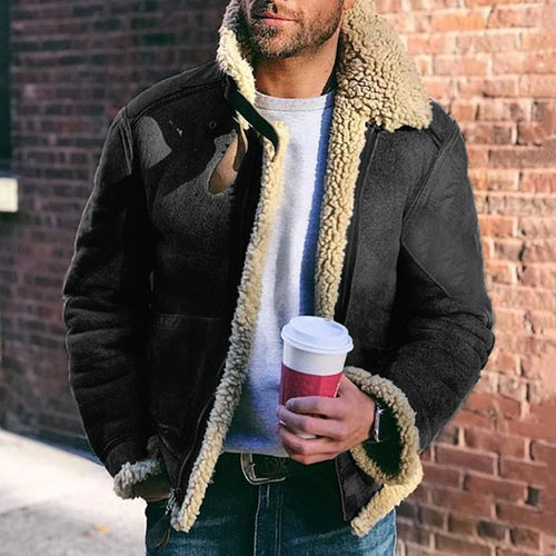 Herren Kurzjacke im Vintage-Shearling-Style mit Reißverschluss und Teddyfutter Echoarchiv