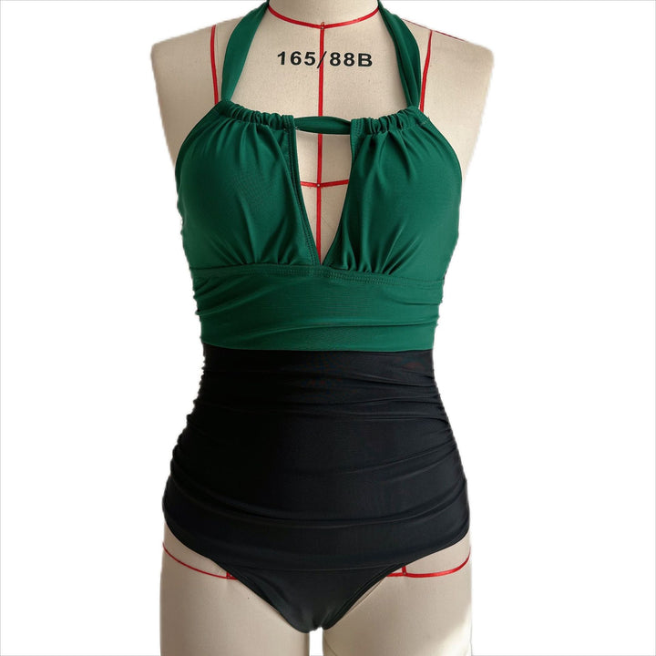 Damen Eleganter Hochwertiger Einteiler Badeanzug mit schmeichelndem Rüschendesign Echo Archiv
