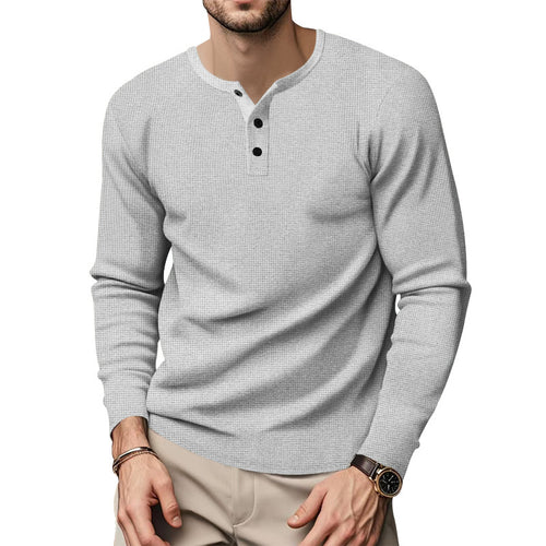 Herren Langarm Henley-Shirt aus atmungsaktivem Baumwollmix Echoarchiv