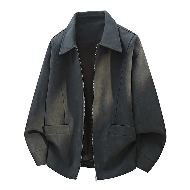 Herren Oversize-Bomberjacke im Used-Effekt mit Stehkragen, elastischem Bund und Pattentaschen Echoarchiv