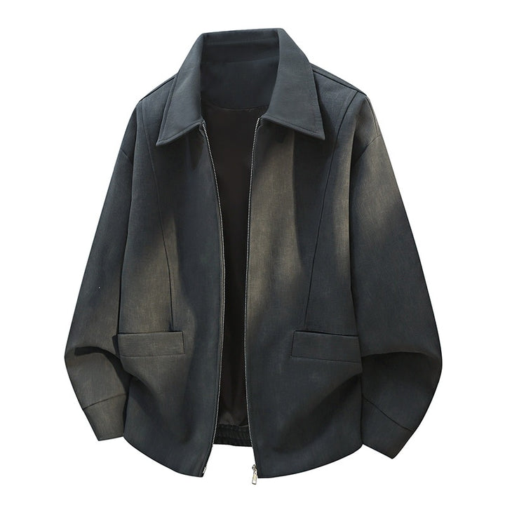 Herren Oversize-Bomberjacke im Used-Effekt mit Stehkragen, elastischem Bund und Pattentaschen Echoarchiv