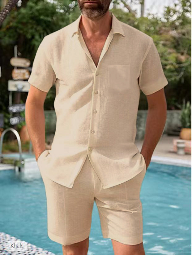 Herren luftiges Kurzarm-Hemd und Shorts Set Echoarchiv