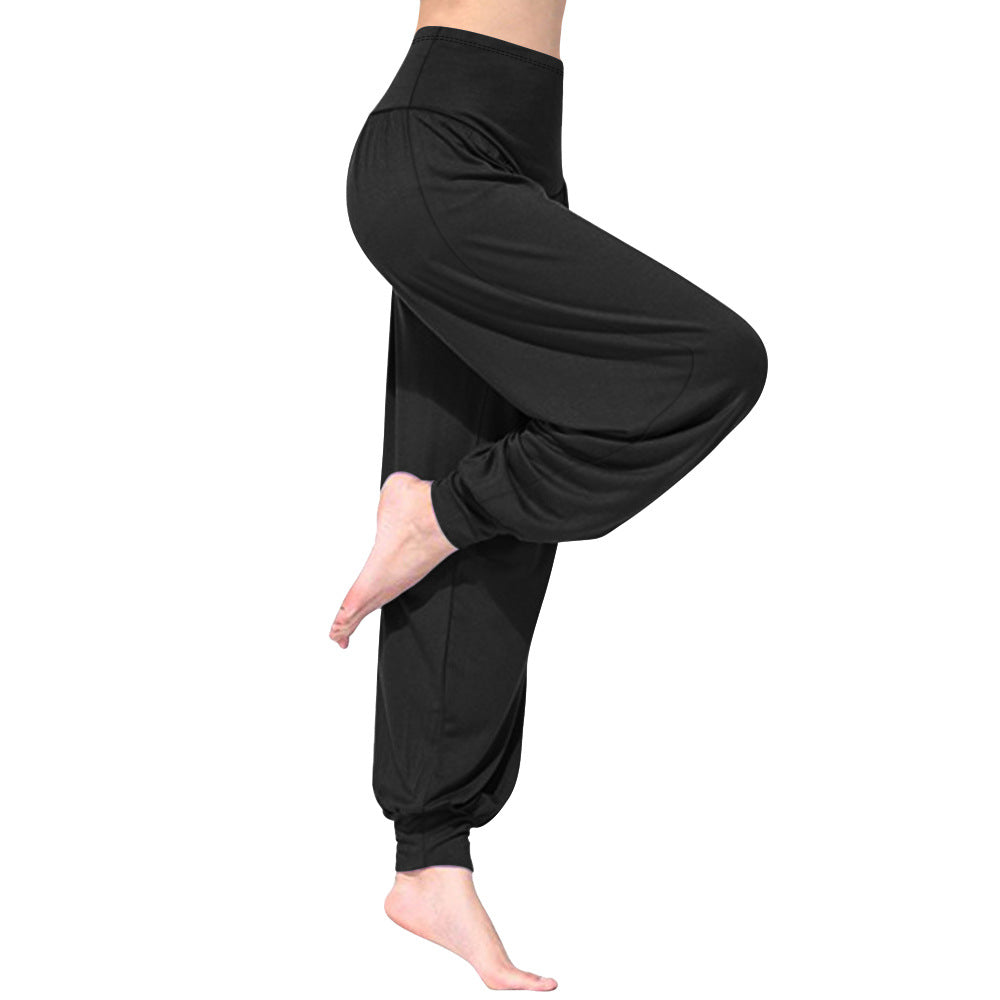 Damen Locker geschnittene Harem-Yoga-Hose mit hohem Bund und Elastikabschluss echoarchiv-