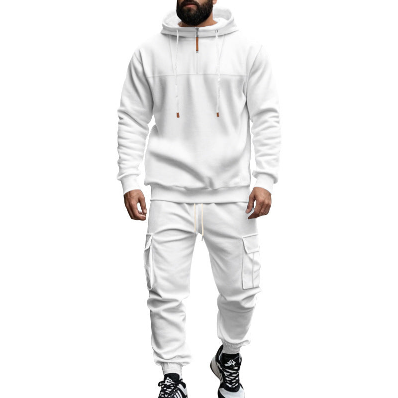 Herren nan Kapuzensweatshirt- und Jogger-Set im Cargo‑Stil mit kurzem Brustreißverschluss und aufgesetzten Klappentaschen Echo Archiv