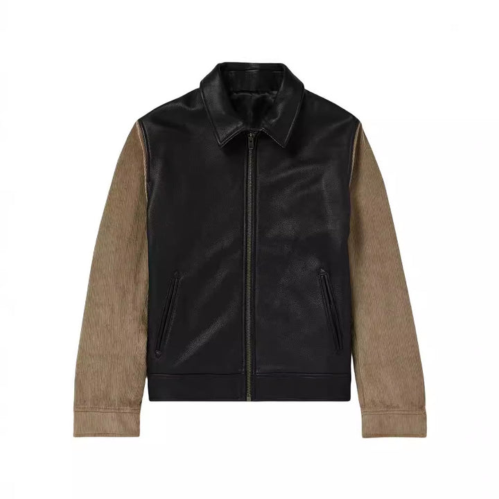 Herren modische Lederjacke mit Cordärmel Echoarchiv