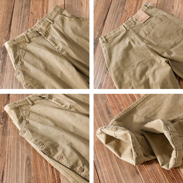 Herren lässige konische Hose mit seitlicher Knopfleiste und Umschlag Echoarchiv