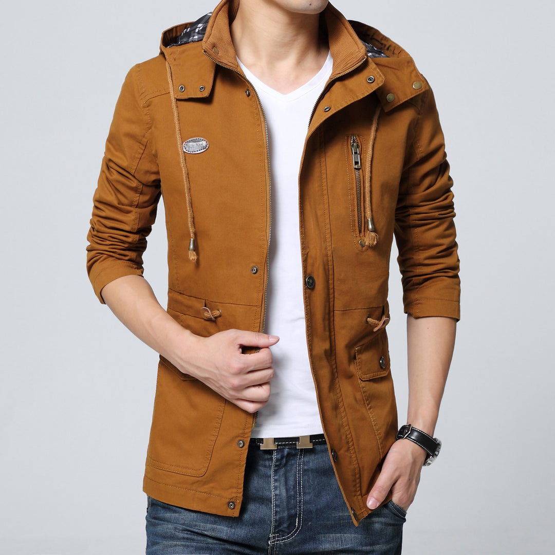 Herren Baumwollparka mit Kapuze, Kordelzug und Multifunktions‑Taschen – Taviero