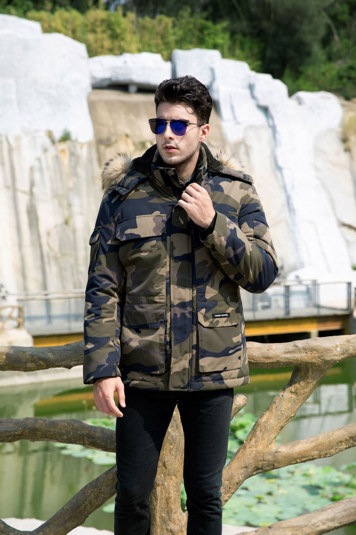 Herren isolierter Field-Parka mit abnehmbarem Kunstfellkragen und Mehrfachtaschen Echo Archiv