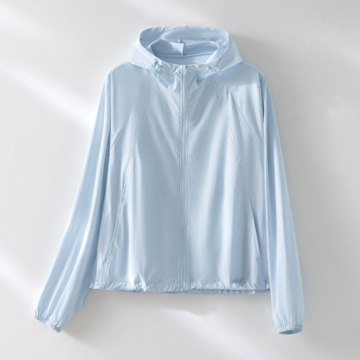 Damen Ultraleichte atmungsaktive Kapuzenjacke mit Raglanärmeln und Reißverschlusstaschen Echoarchiv