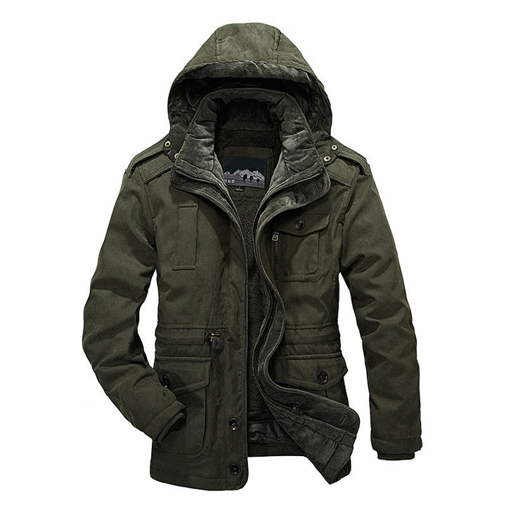 Herren Thermo-Canvas-Parka mit Sherpa-Innenfutter, abnehmbarer Kapuze und Multifunktions-Taschen Echo Archiv