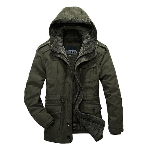 Herren Thermo-Canvas-Parka mit Sherpa-Innenfutter, abnehmbarer Kapuze und Multifunktions-Taschen Echo Archiv