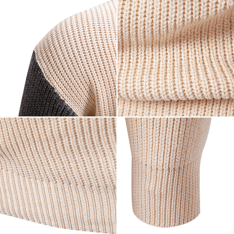 Herren modischer Rollkragenpullover mit grafischem Farbblockdesign Echoarchiv