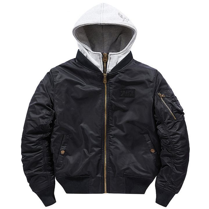 Herren stylische Bomberjacke mit abnehmbarer Kapuze Echoarchiv