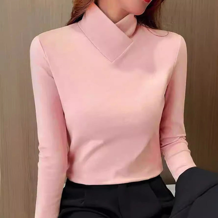 Echoarchiv | Bluse mit Asymmetrischem Kragen Langarm-design Elegant und Modern
