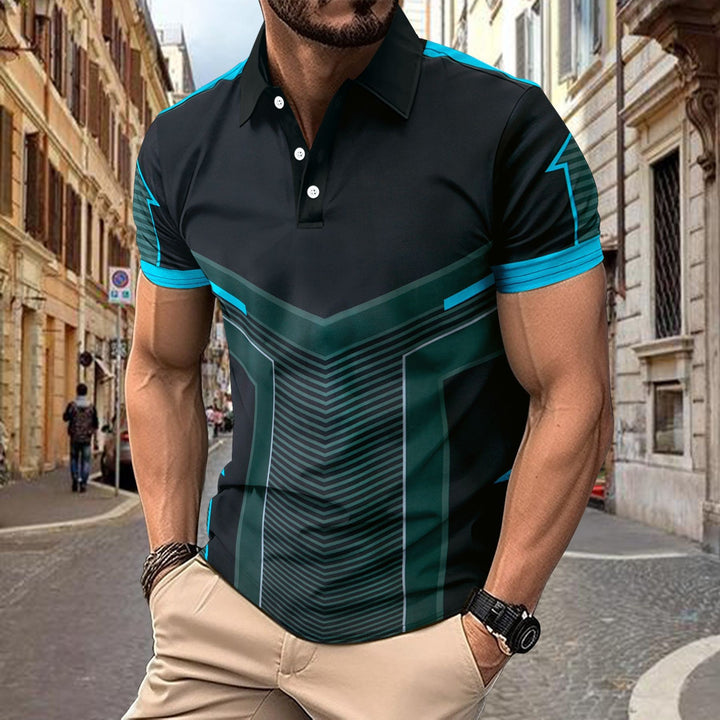 Herren Polohemd mit modernem Grafikdesign Echoarchiv