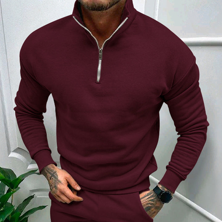 Herren Sweatshirt mit halbem Reißverschluss und elastischen Bündchen Echoarchiv