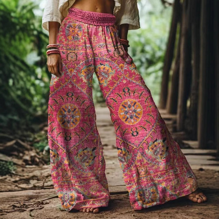 Damen Weite Sommerhose mit buntem Blumen- und Schmetterlingsprint Echo Archiv