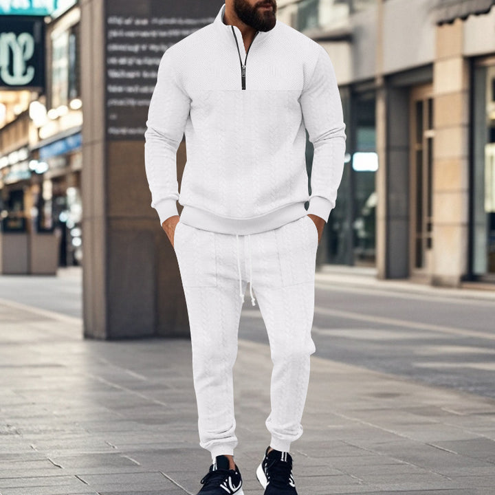 Herren Freizeit-Jogginganzug aus weichem Strickstoff mit modernem Zipper Echoarchiv