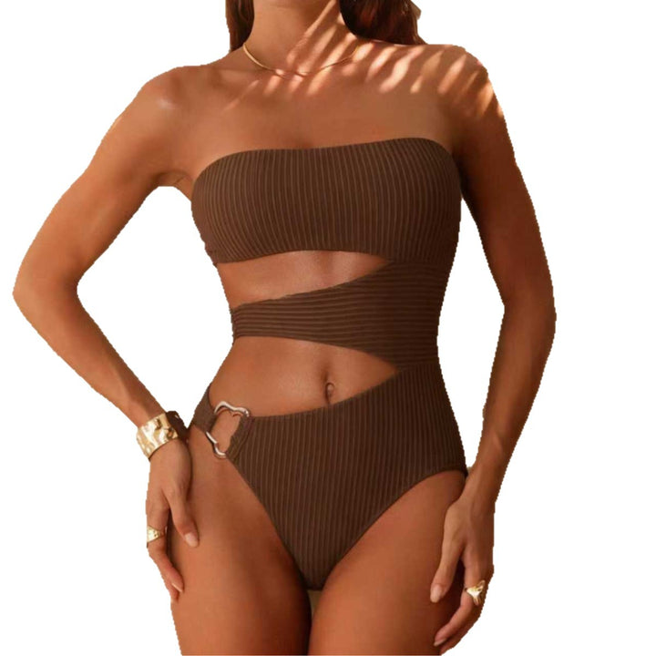 Damen Strapless Einteiler-Badeanzug mit asymmetrischer Raffung Echo Archiv