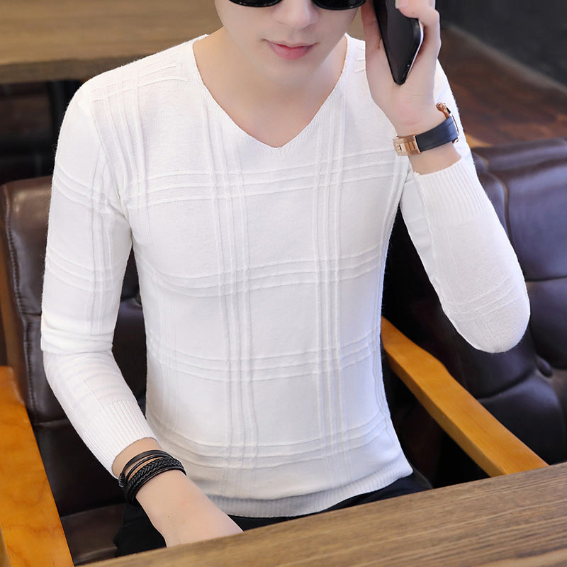 Herren Langarm-Pullover mit modernem Rippmuster und V-Ausschnitt Echoarchiv