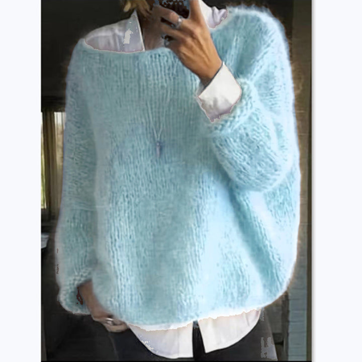 Damen Kuscheliger Oversized Pullover mit U-Boot-Ausschnitt Echoarchiv