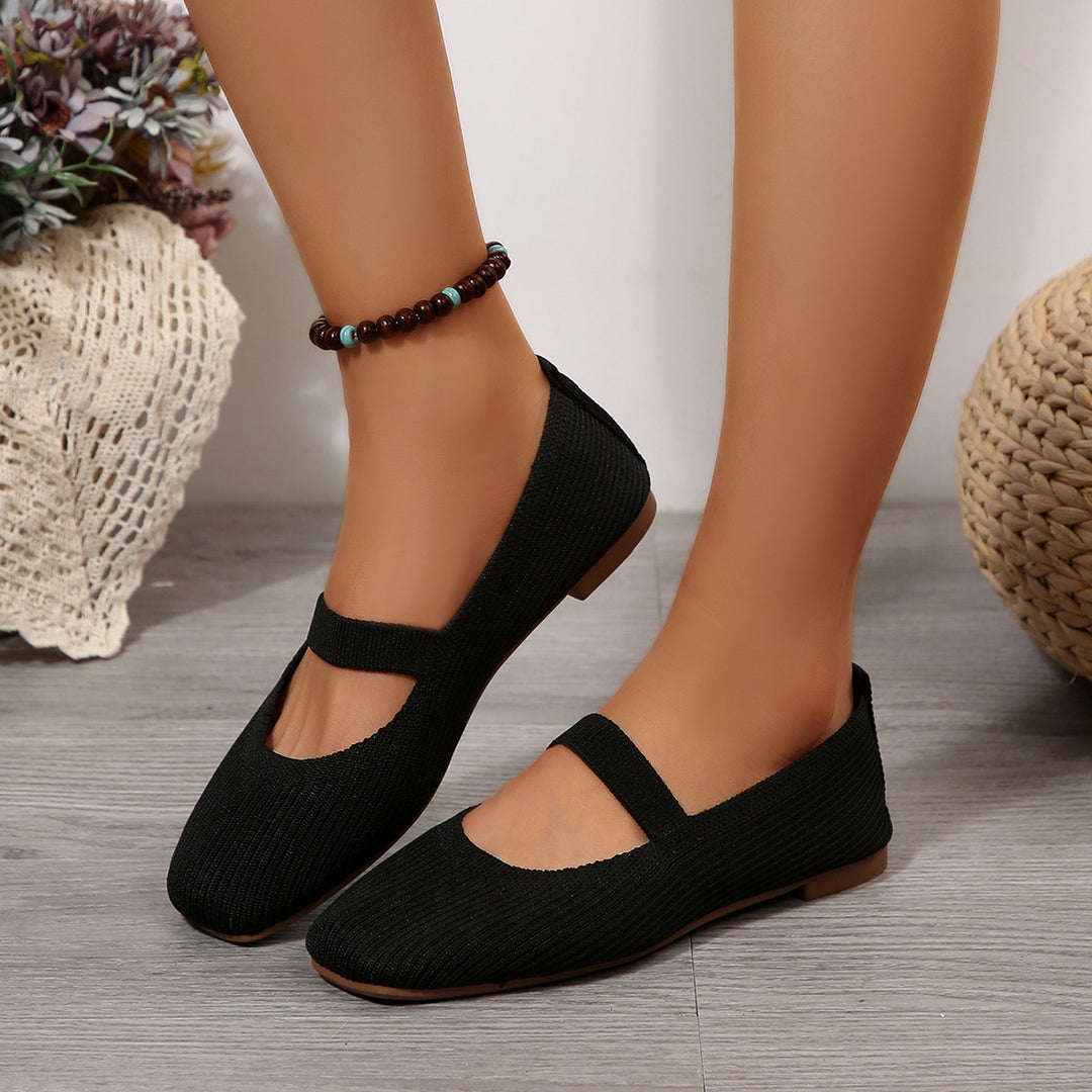 Damen  leichte Strick-Mary-Jane-Ballerina mit elastischem Riemen und flexibler Gummilaufsohle Echo Archiv