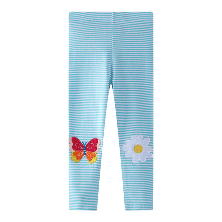 Mädchen Leggings mit buntem Schmetterlings- und Blumenapplikationen Echo Archiv