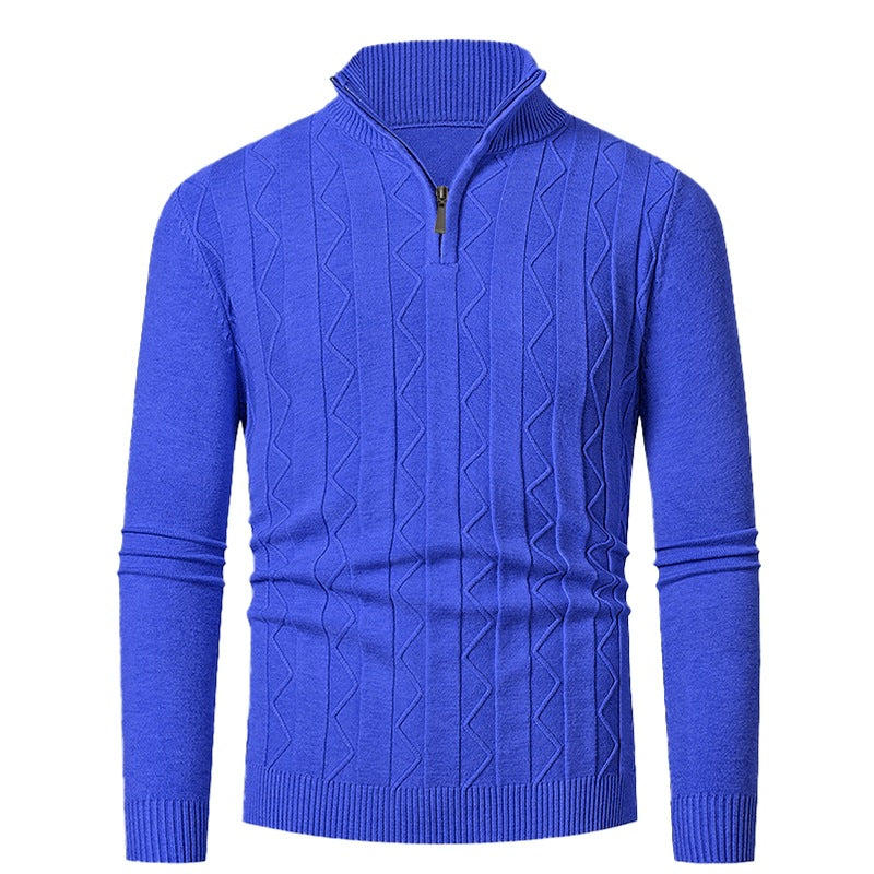 Herren Pullover mit modernem Stehkragen und strukturiertem Zopfmuster Echoarchiv