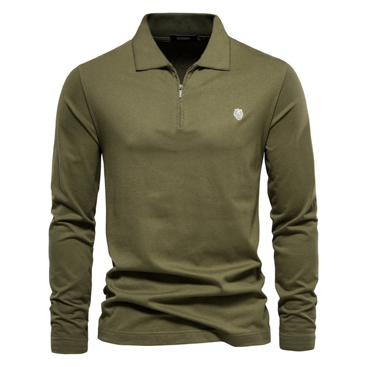 Herren Langärmliges Poloshirt mit modischem Reißverschluss und angenehmer Baumwollmischung Echoarchiv