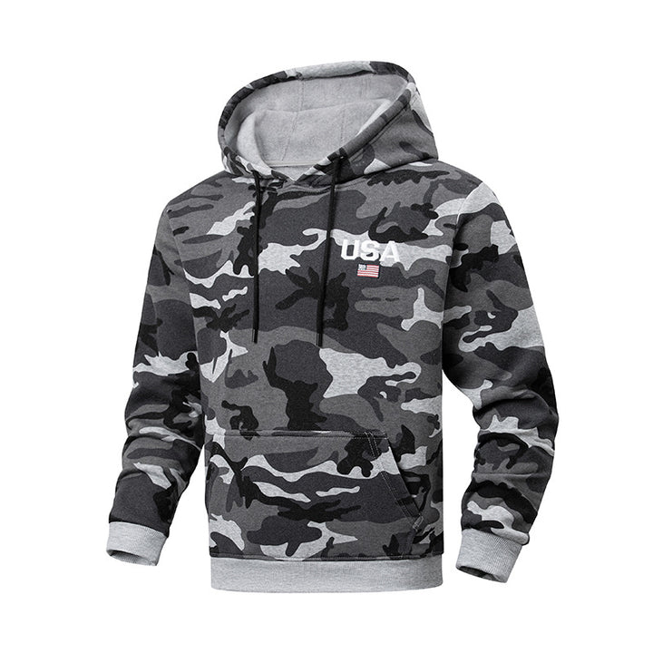 Herren Sportlicher Kapuzenpullover mit camouflagemuster