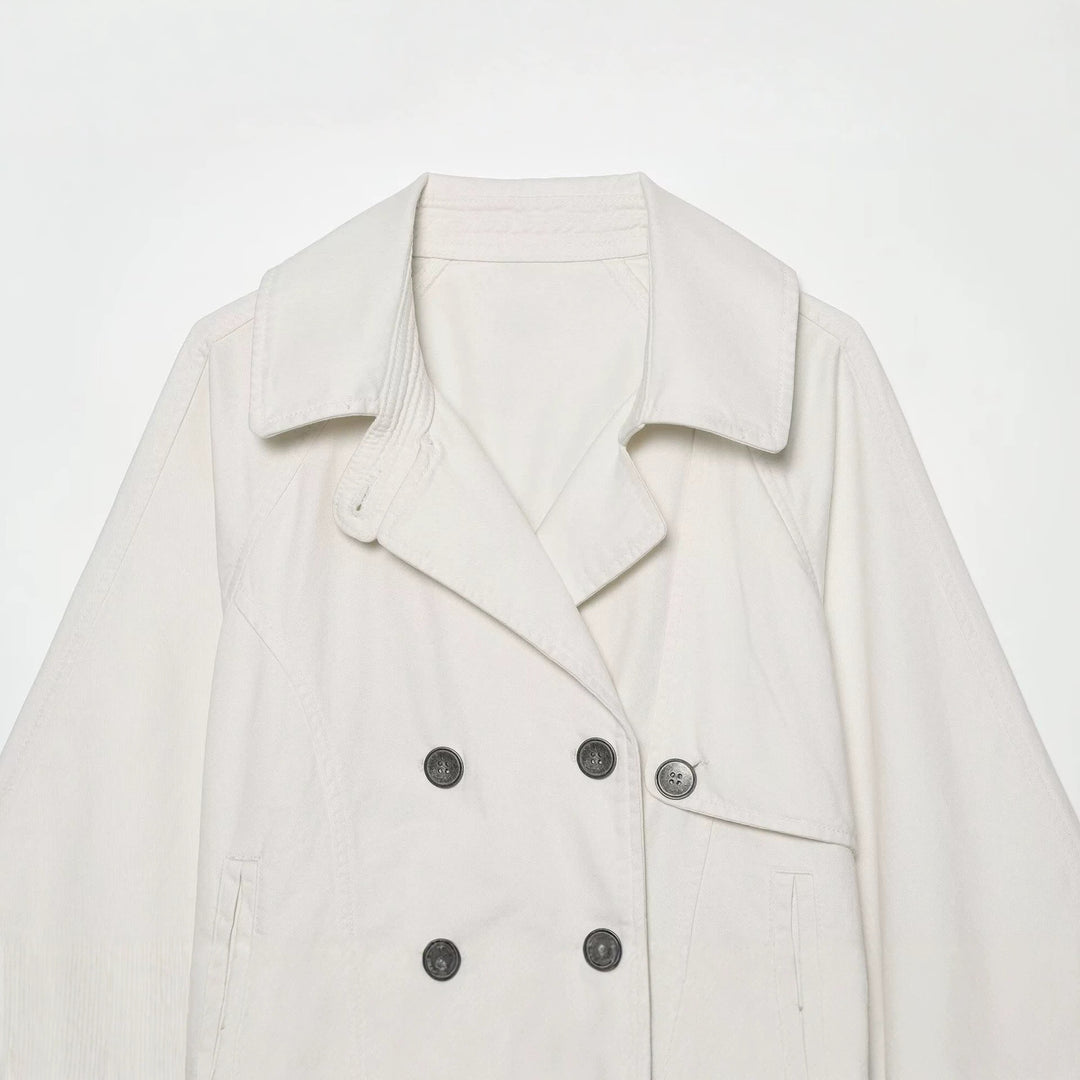 Damen Kurzes Doppelreihiges Trench‑Cape mit weitem Kragen und dreiviertel Ärmeln Echo Archiv