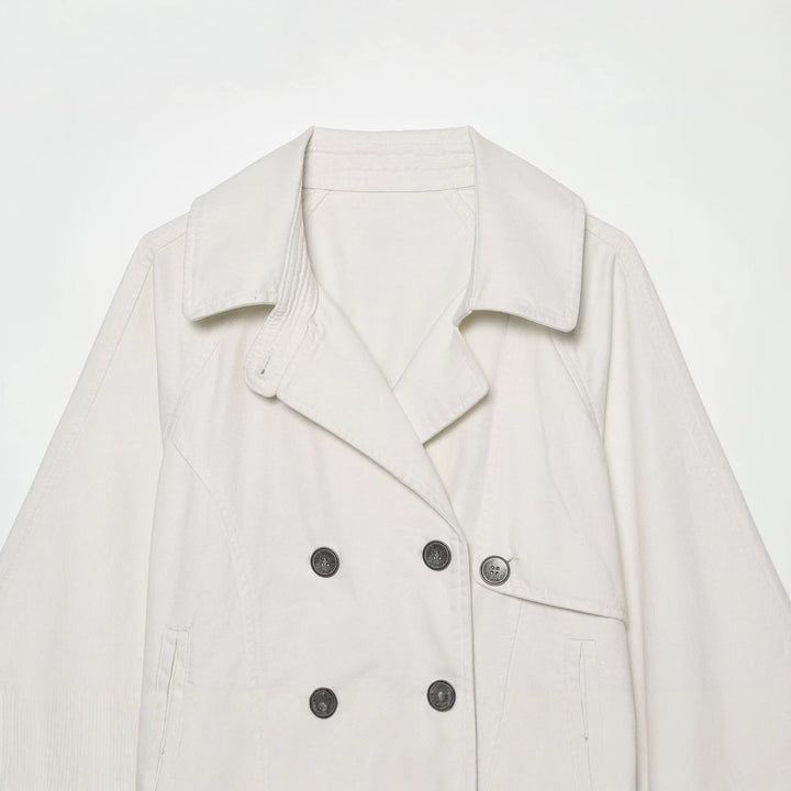 Damen Kurzes Doppelreihiges Trench‑Cape mit weitem Kragen und dreiviertel Ärmeln Echo Archiv