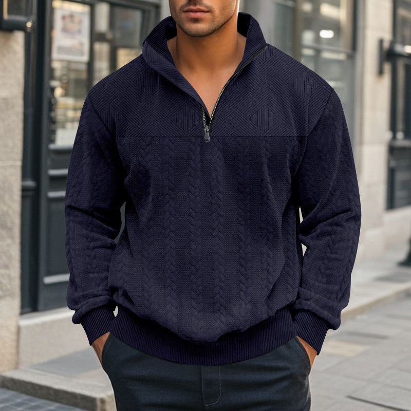 Herren stylischer Strickpullover mit halbem Reißverschluss Echoarchiv