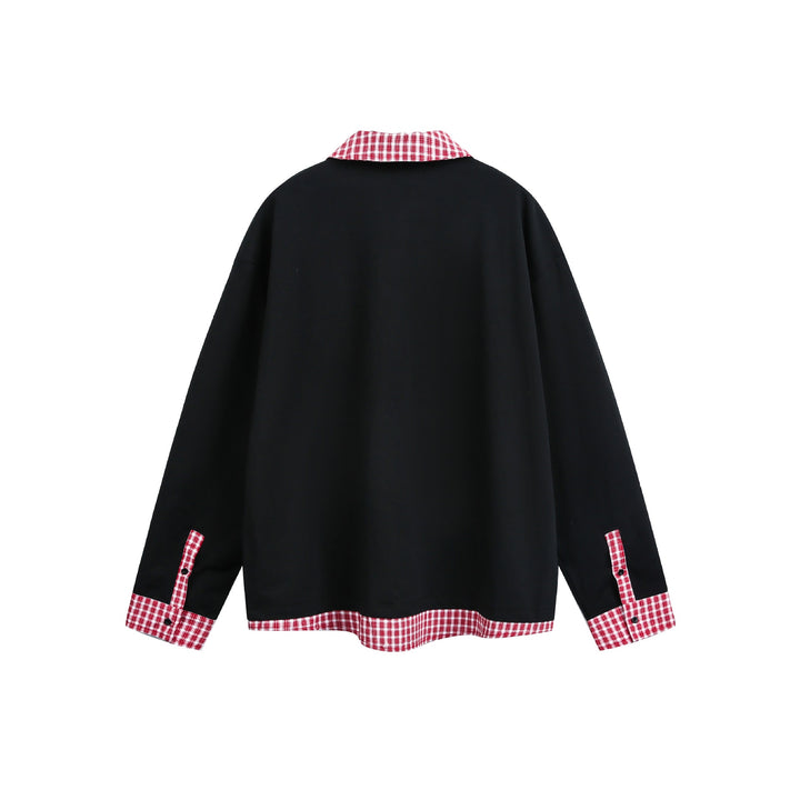 Unisex Weit geschnittener Sweatpullover mit Karokragen und Saumeinsatz Echoarchiv