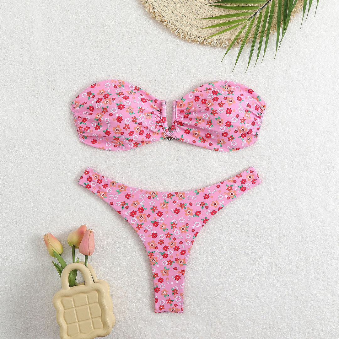 Damen Bandeau-Bikini mit floralem Design und elegantem Verschluss Echo Archiv