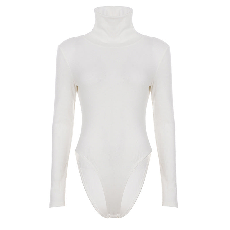Damen figurbetonter Langarm-Bodysuit mit hohem Kragen Echo Archiv