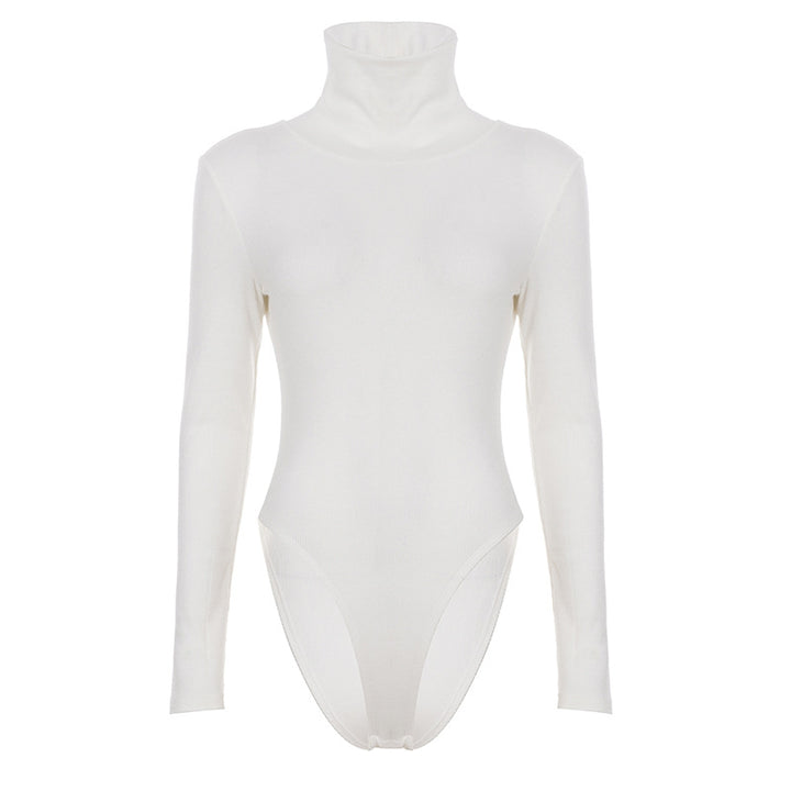 Damen figurbetonter Langarm-Bodysuit mit hohem Kragen Echo Archiv