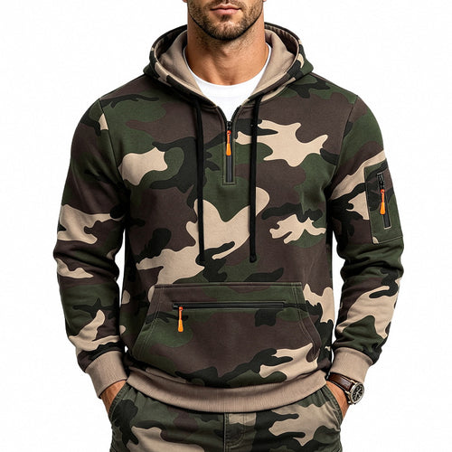 Herren Camouflage-Trainingsset mit Kapuzenpullover und Cargo-Jogginghose Echoarchiv