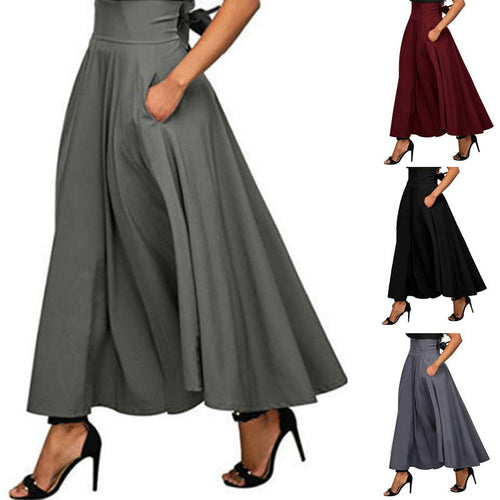 Damen weit geschnittene Palazzo-Hose mit eleganten Taschen und hohem Bund Echoarchiv