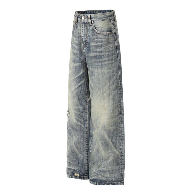 Damen Hochtaillierte Wide‑Leg Destroy‑Jeans mit Used‑Effekt und Culotte‑Silhouette Echoarchiv