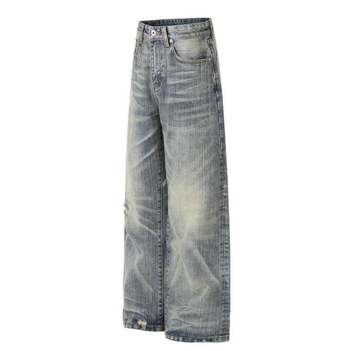 Damen Hochtaillierte Wide‑Leg Destroy‑Jeans mit Used‑Effekt und Culotte‑Silhouette Echoarchiv
