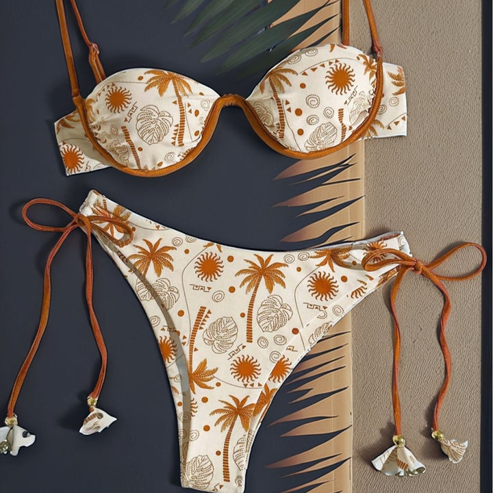 Damen Bikini-Set mit verstellbaren Trägern und charmanten Muschelverzierungen Echo Archiv