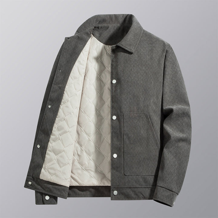 Men's quilted-lined corduroy overshirt jacket with snap front and patch pockets – Taviero