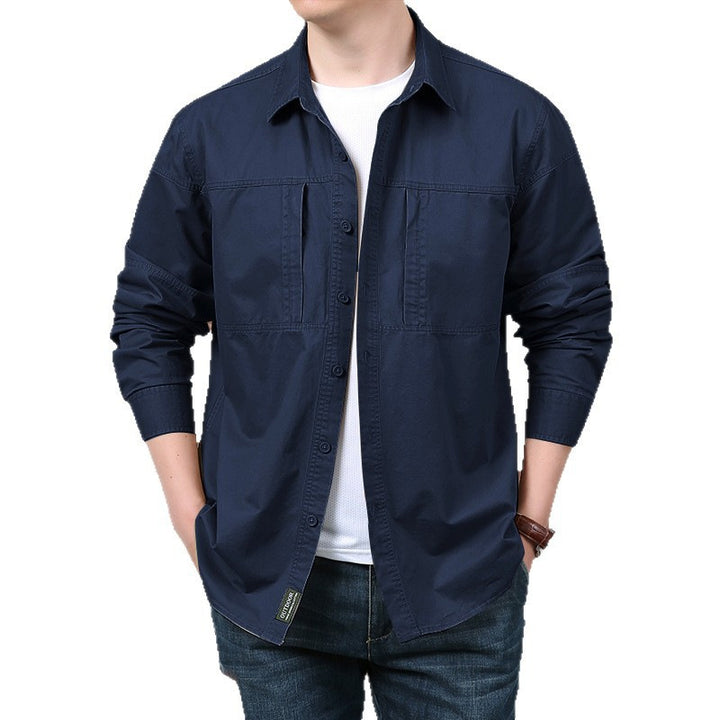 Herren nan leichtes Baumwoll-Utility-Overshirt mit zwei verdeckten Brusttaschen und klassischem Kentkragen Echo Archiv