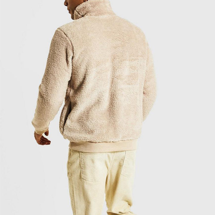 Herren gemütlicher Fleece-Pullover mit hohem Kragen und Kordelzug Echoarchiv