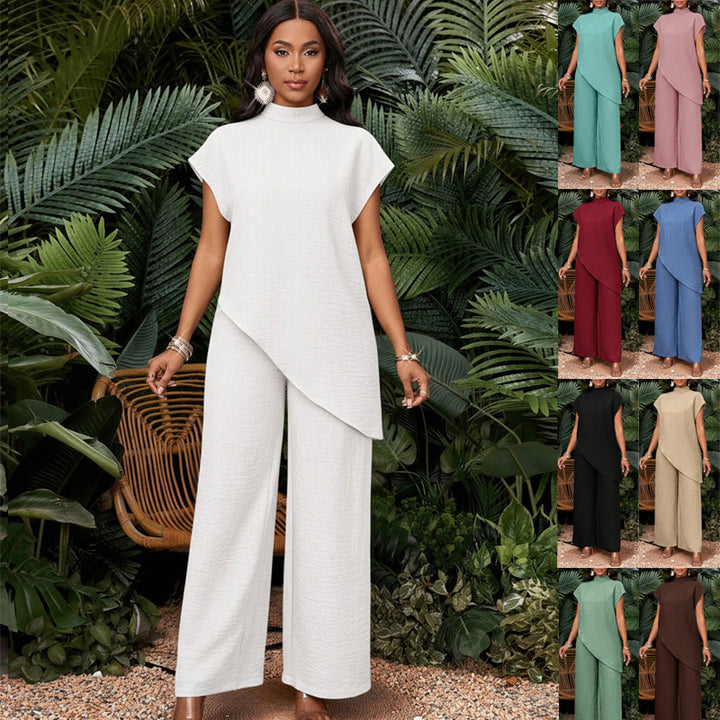 Damen Zweiteiliges Set mit asymmetrischer Tunika und weiten Palazzo-Hosen Echo Archiv